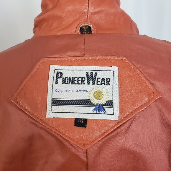 Vintage Pioneer Wear Retro Orange Leather Fringe Western Jacket - Picture 3 of 8